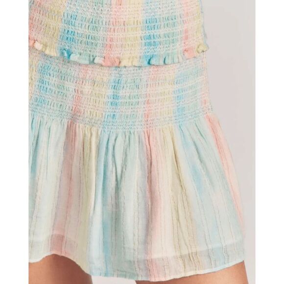 NWOT LoveShackFancy Camilla Skirt Pastel Rainbow Gold, Med $225 C43 - Picture 2 of 7
